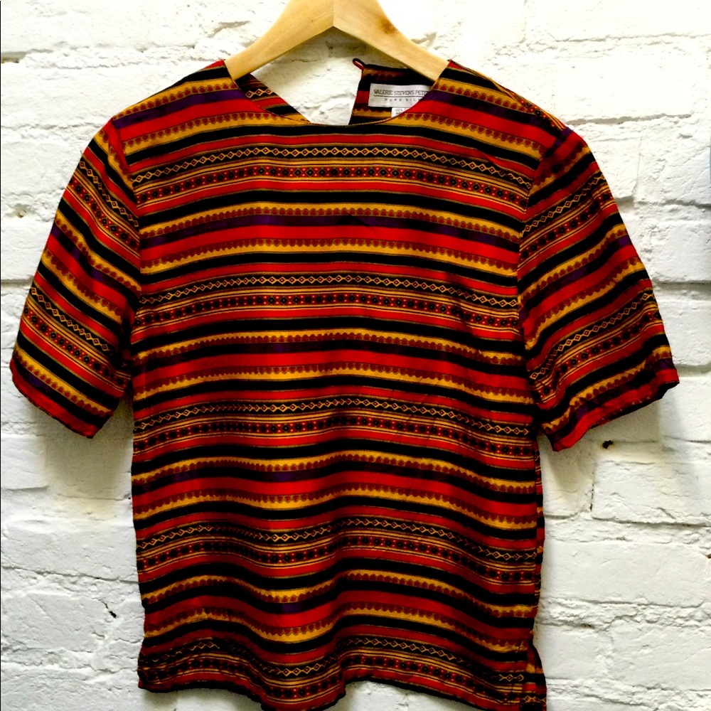 Vintage silk top with sunset colors